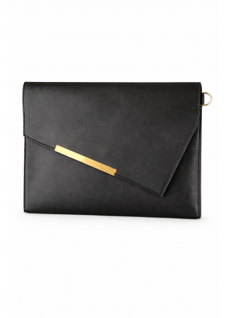 SOLID COLOUR LEATHER FLIP CLUTCH BAG